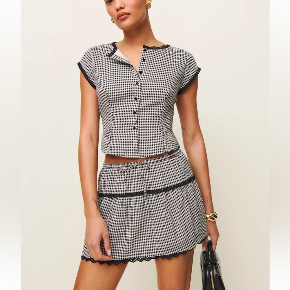 🖤Reformation Valetta Two Piece Remy Check NWOT - Picture 2 of 5